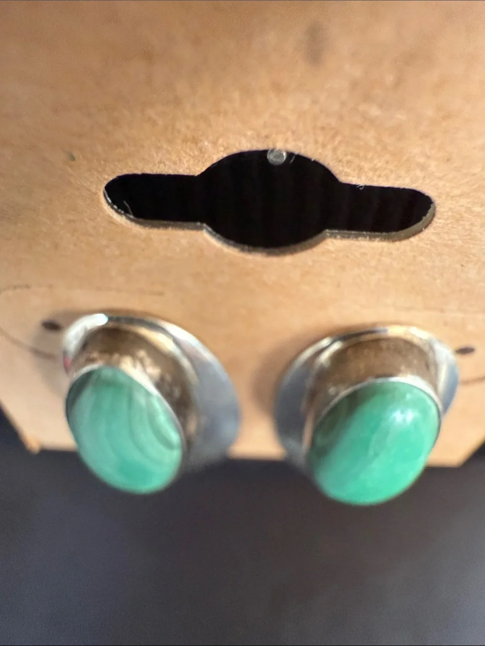 Vintage Green Stone Oval sterling Silver Drop Earrings - Women's Jewelry